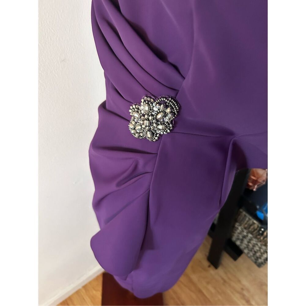 Alex evenings purple plum color dress wedding guest fancy bridesmaid size 6 - Picture 5 of 5
